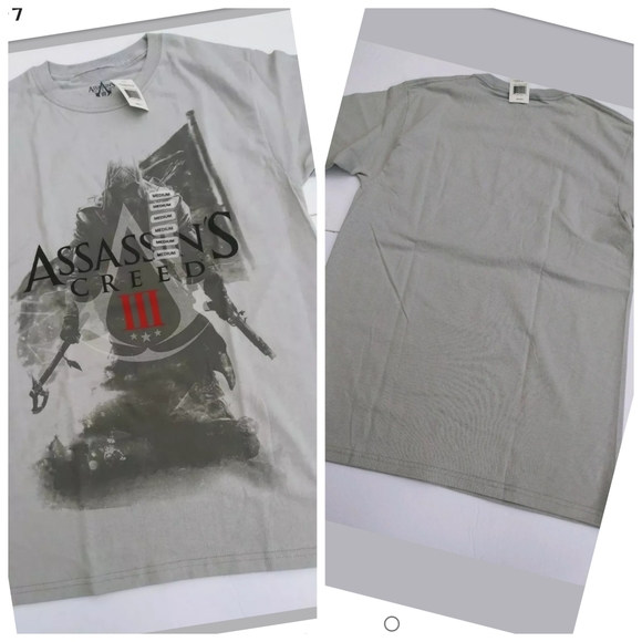 Assassins Creed Shirt Mens M Gray Graphic tee Short Sleeve Gamer Pop Art - Picture 2 of 7